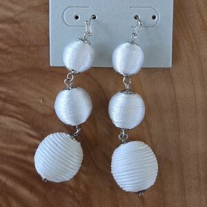 Elegant White Tiered Ball Drop Earrings